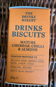 The Drinks Bakery - Mature Cheddar, Chilli & Almond Biscuits 36g