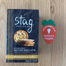 Load image into Gallery viewer, Stag Parmesan &amp; Garlic Water Biscuits 150g
