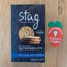 Load image into Gallery viewer, Stag Sea Salt &amp; Black Pepper Water Biscuits 150g
