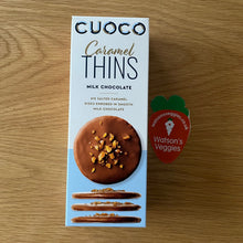 Load image into Gallery viewer, Cuoco Milk Chocolate &amp; Salt Caramel Thins 90g
